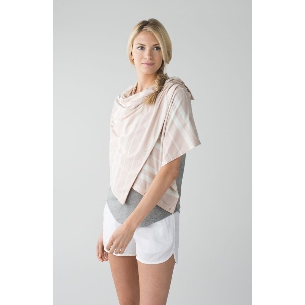 Lululemon‎ Pink Stripe Snap Scarf Wrap Infinity Loop